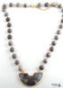 Boho Necklace, RH Rose Quart Amazonite, Half Moon Pink Natural Stone